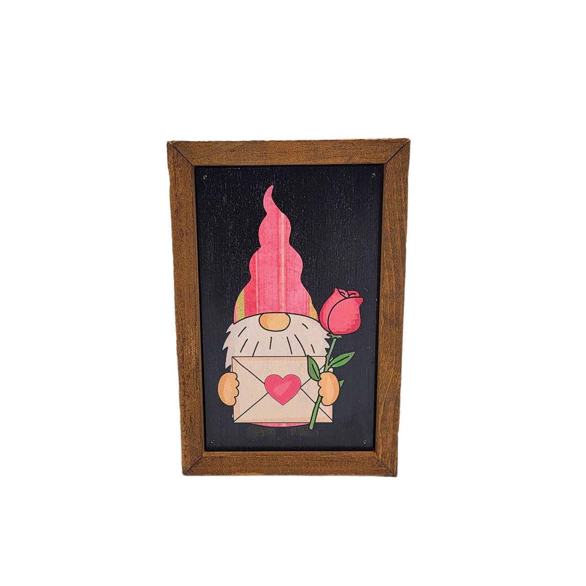 6X4 Gnome With Letter & Rose Valentines Decor Home Accent - AW083 - 2 Per Pack ($6.00 Ea. Sign)