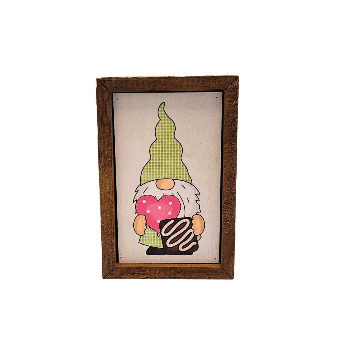 6X4 Gnome With Heart & Chocolate Valentines Day Decor - AW084 - 2 Per Pack ($6.00 Ea. Sign)