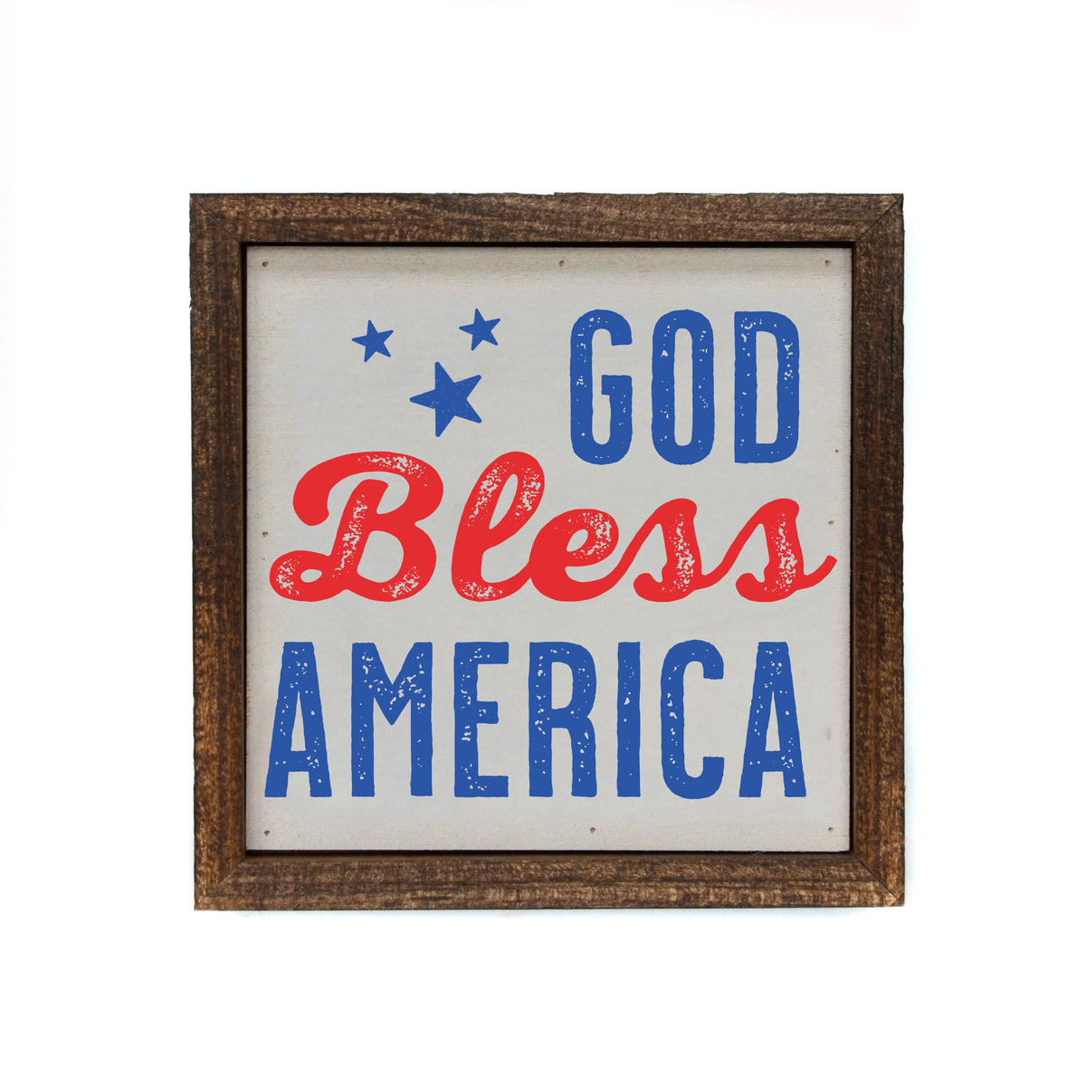 6x6 God Bless America 4th Of July Small Sign - BW111 - Pack Of 2 ($6.75 Per Sign)