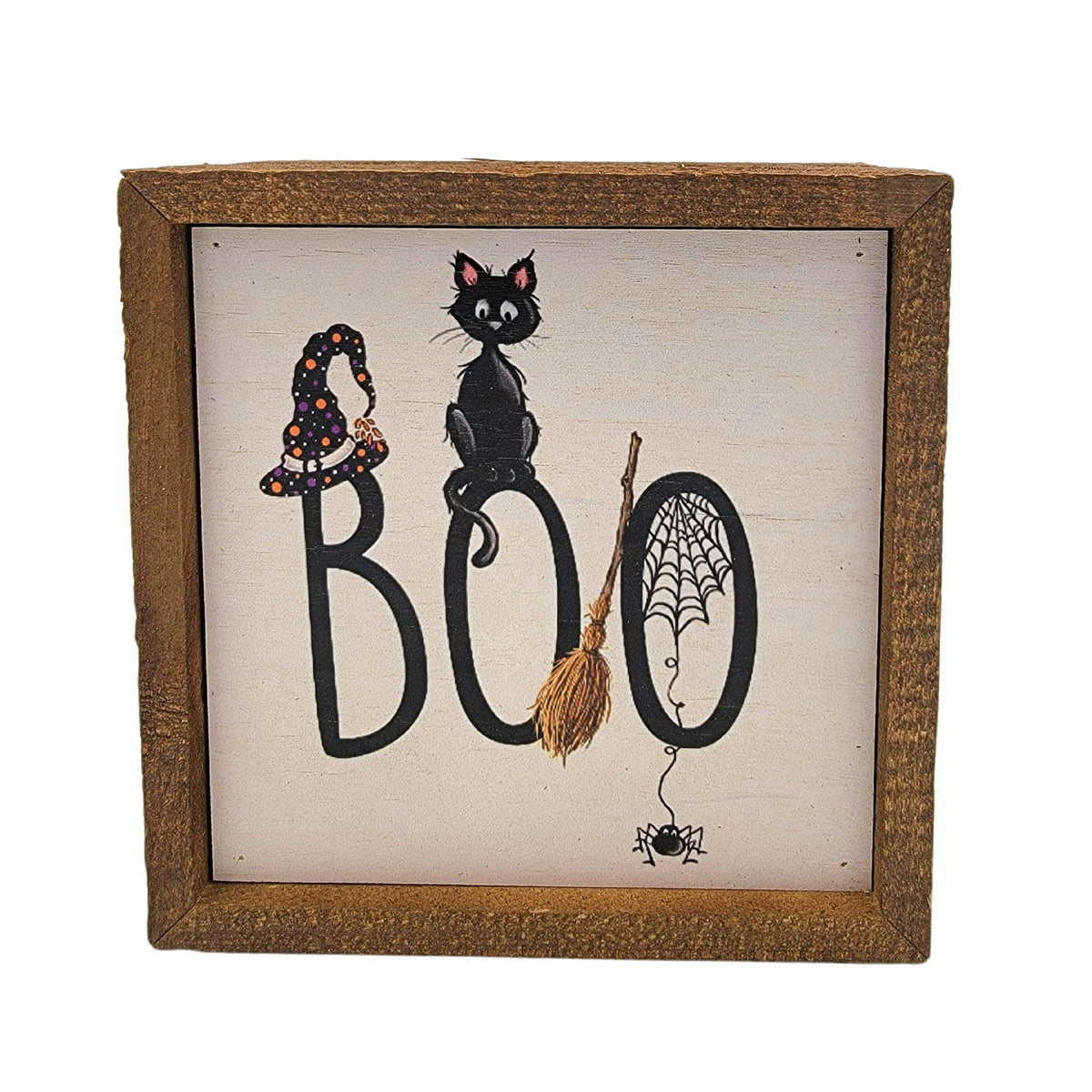 6x6 Black Cat Boo Halloween decorations - Fall Decor - BW119 - Pack Of 2 ($6.75 Per Sign)