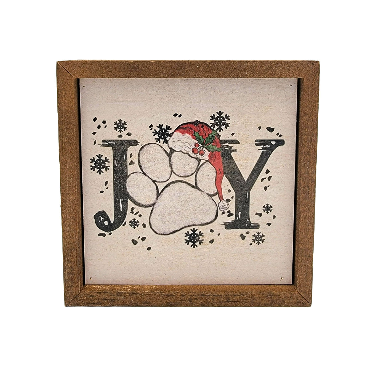 Joy Dog Paw Santa Hat - Christmas Decor - BW121 - Pack Of 2 ($6.75 Per Sign)