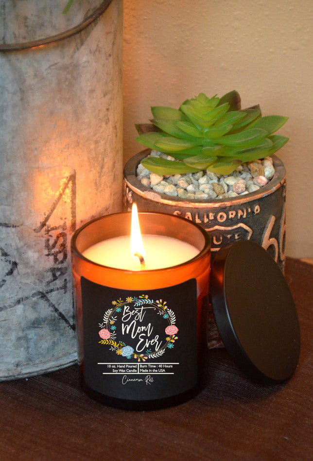 (Case Of 3 Candles) $8.95 Ea. - Best Mom Ever Mothers Day - Soy Wax Candles - Spring Decor
