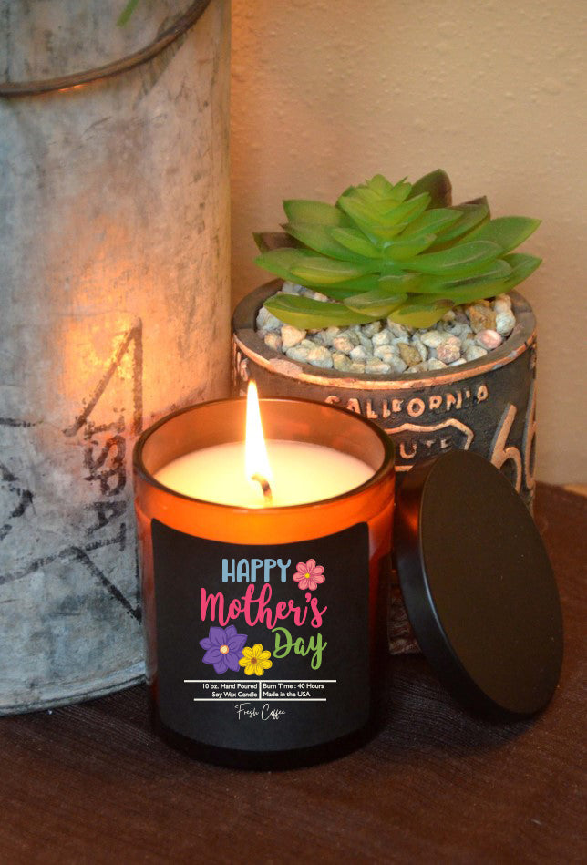 (Case Of 3 Candles) $8.95 Ea. - Happy Mothers Day Candle - Soy Wax Candles - Spring Decor
