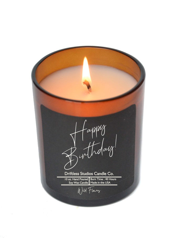 (Case Of 3 Candles) $8.95 Ea. - Happy Birthday Candle - Soy Wax Candle