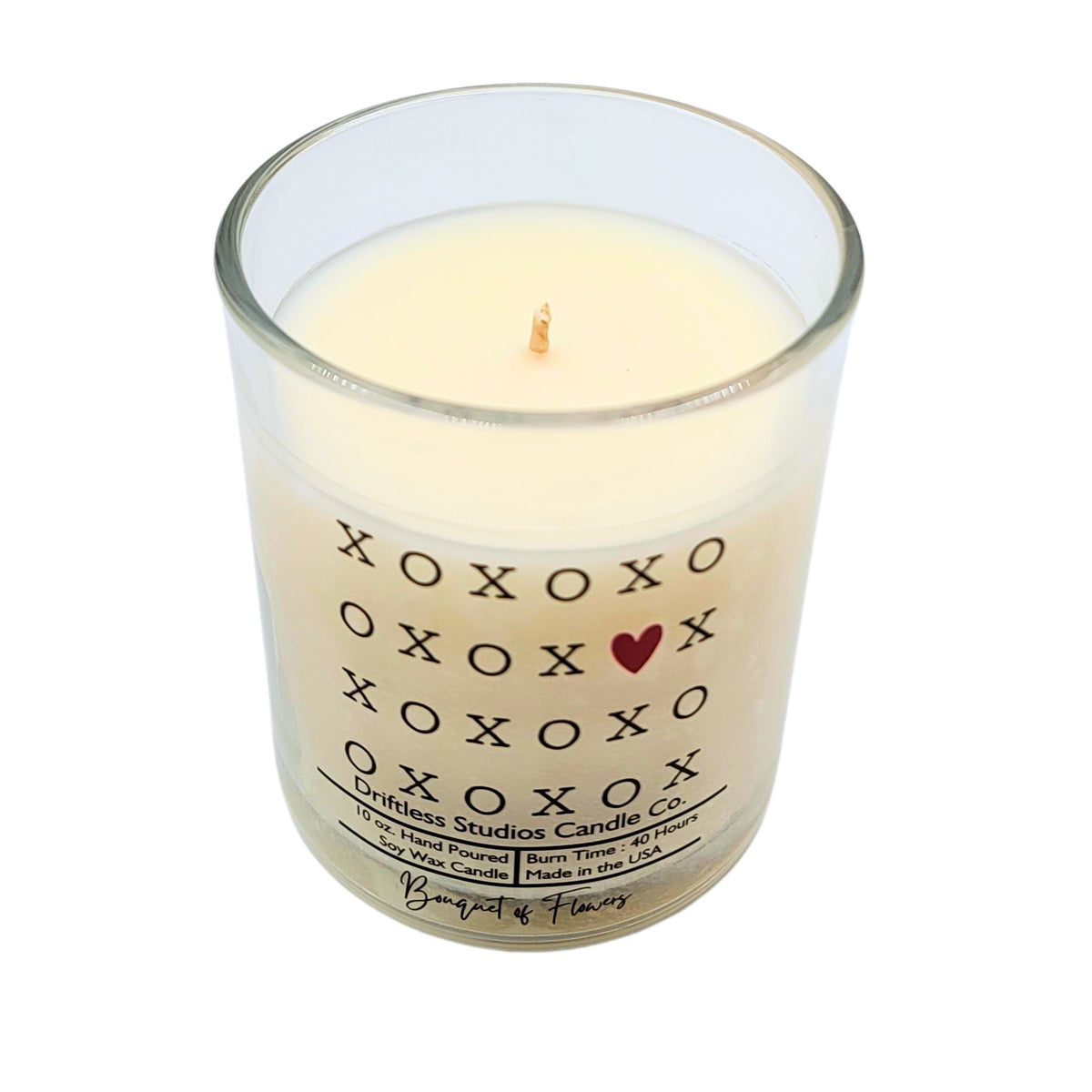 (Case Of 3 Candles) $8.95 Ea. - XOXO Heart Valentine's Day Clear Candle - Valentines Gifts