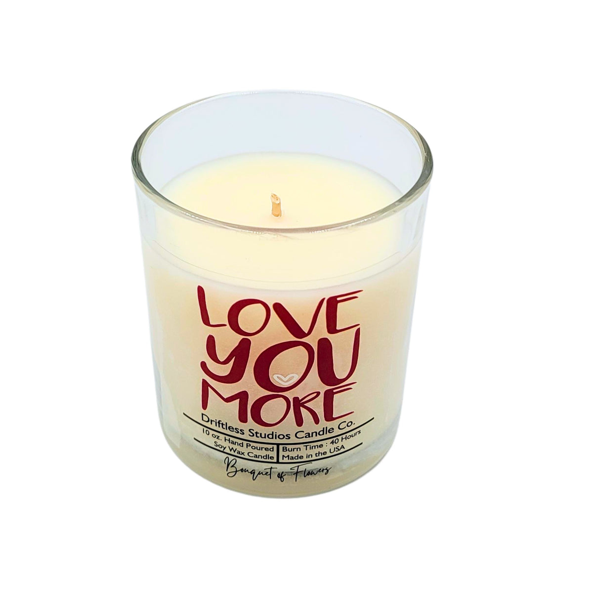 (Case Of 3 Candles) $8.95 Ea. - Love You More Valentine's Clear Candle - Valentines Gifts