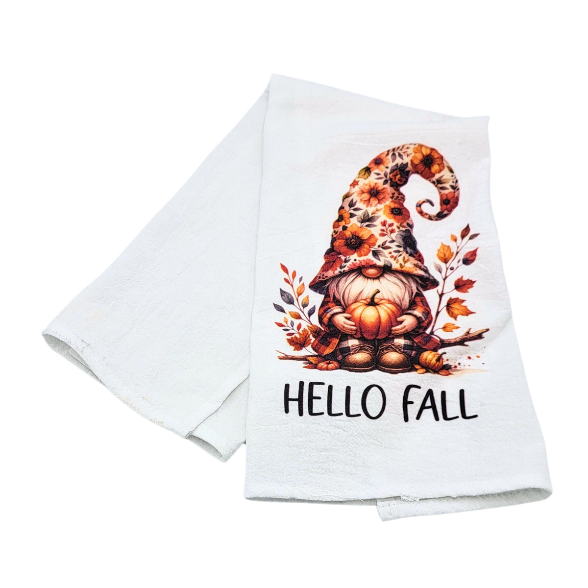 "Hello Fall" Gnome Tea Towel (Pack Of 4- $4.95ea.) - CLT007