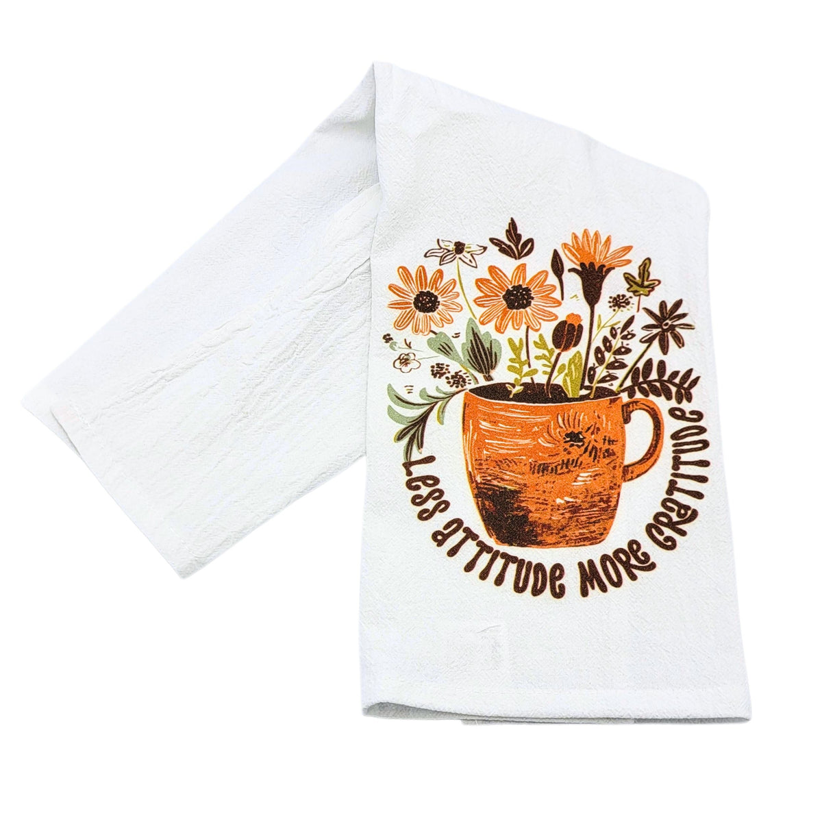 "Less Attitude More Gratitude" Tea Towel (Pack Of 4- $4.95ea.) - CLT013