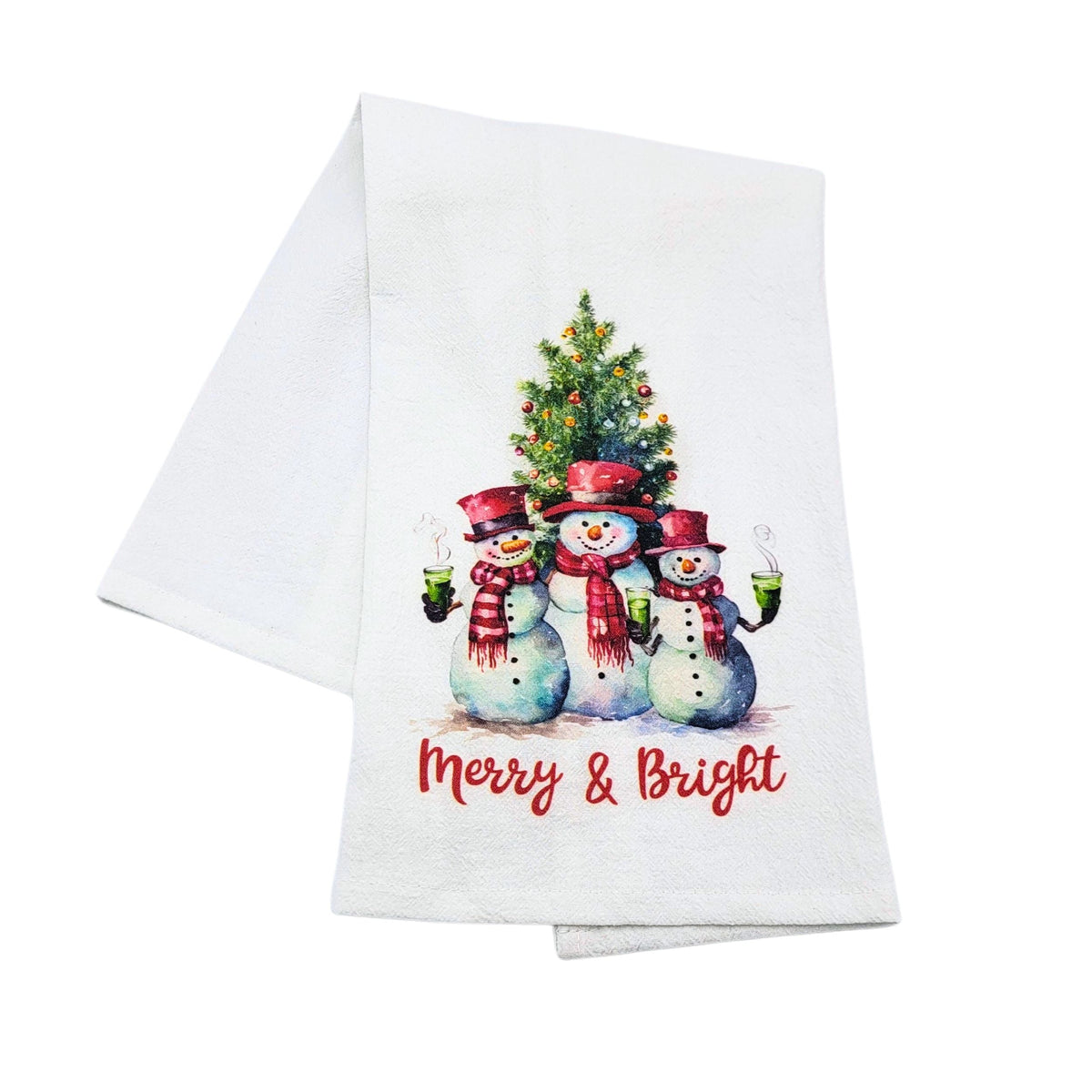 "Merry & Bright" Christmas Tea Towel (Pack Of 4- $4.95ea.) - CLT047