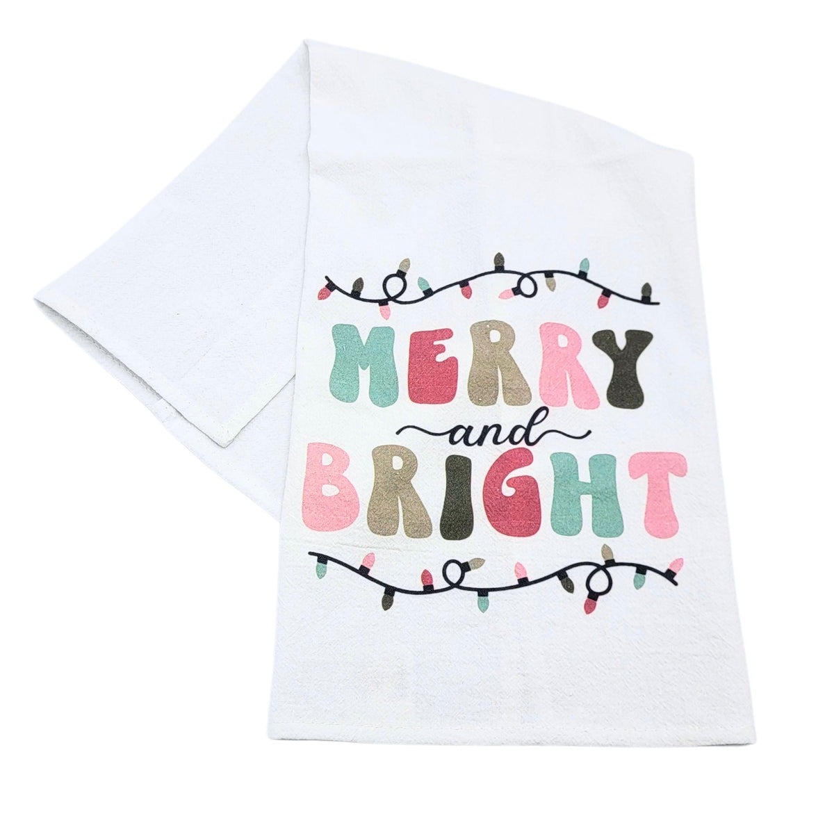 "Merry And Bright" Christmas Tea Towel (Pack Of 4- $4.95ea.) - CLT065