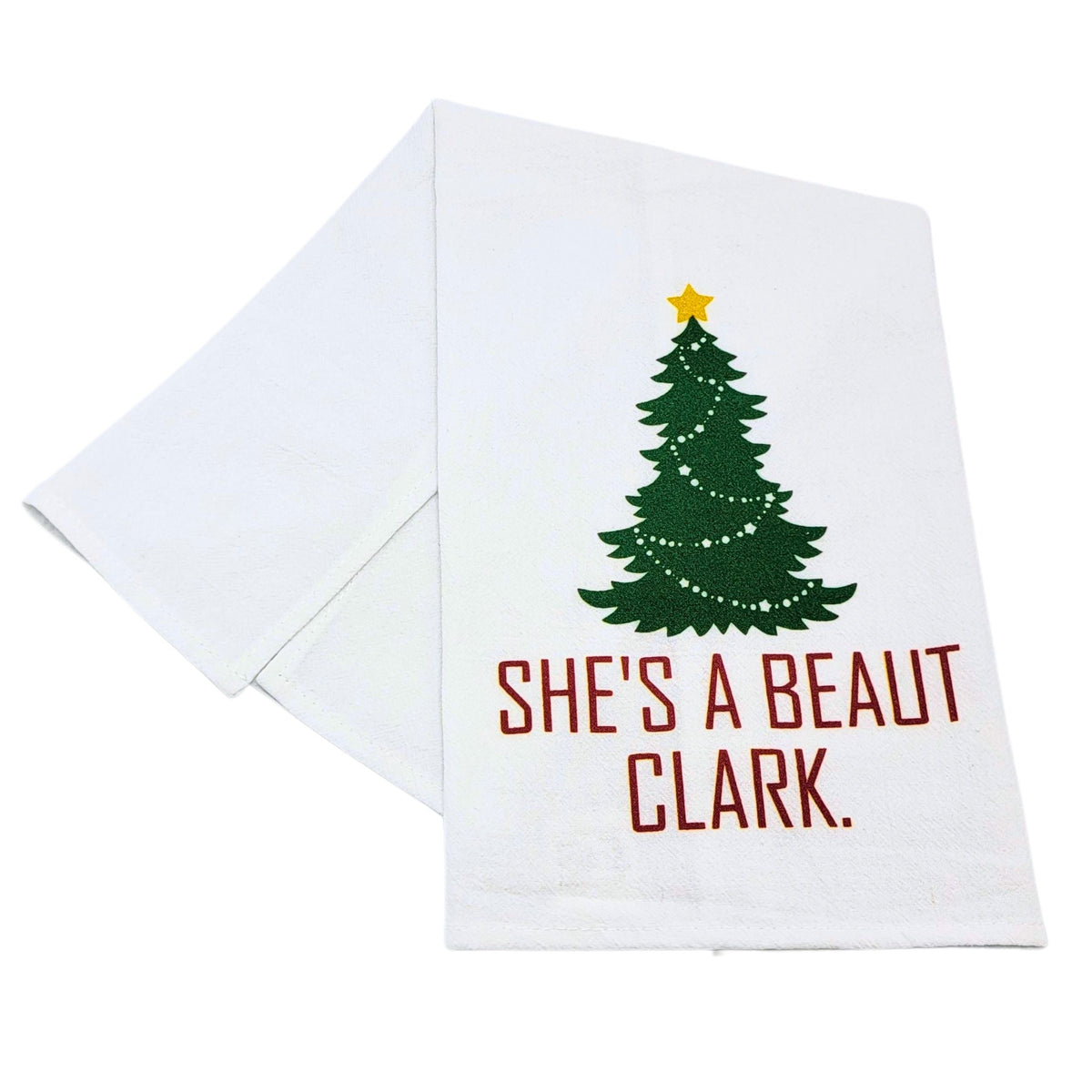 "She's A Beaut Clark" Christmas Tea Towel (Pack Of 4- $4.95ea.) - CLT067