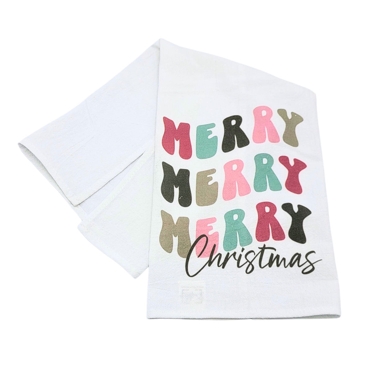 "Merry Merry Merry" Christmas Tea Towel (Pack Of 4- $4.95ea.) - CLT072