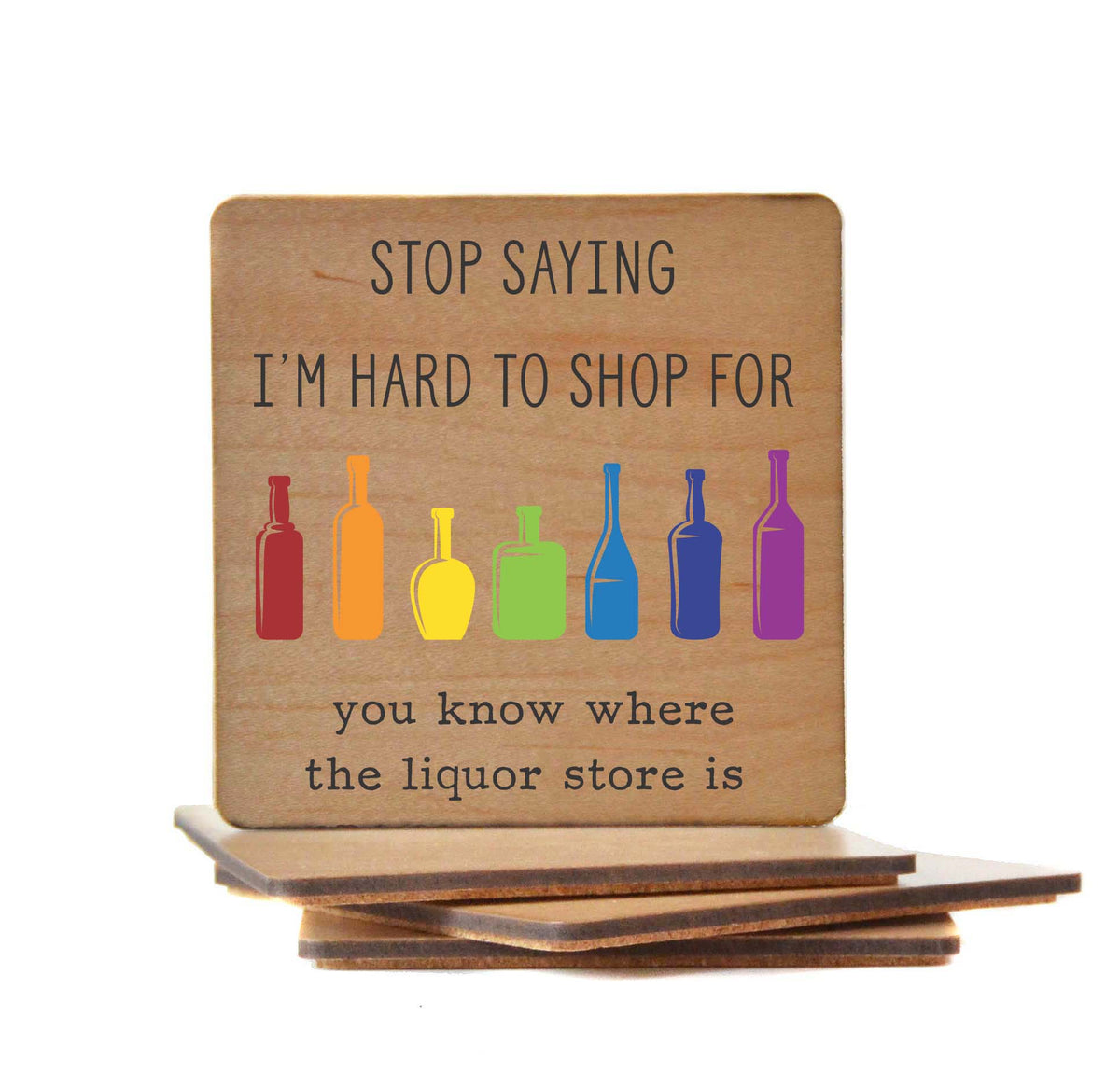 Hard To Shop For Liquor Store Bar Coaster Gift - Coasters - COA085 - 4 Per Pack ($3.25 Per Coaster)