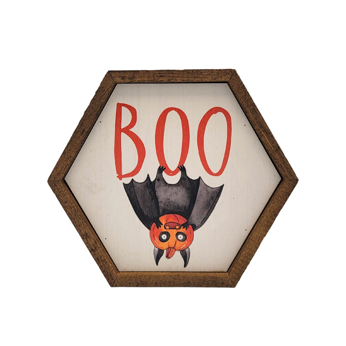 Boo Jack-O-Lantern Bat Halloween Decor - 8x7 Hexagon Sign - EW062 - 2 Per Pack ($8.75 Ea. Sign)