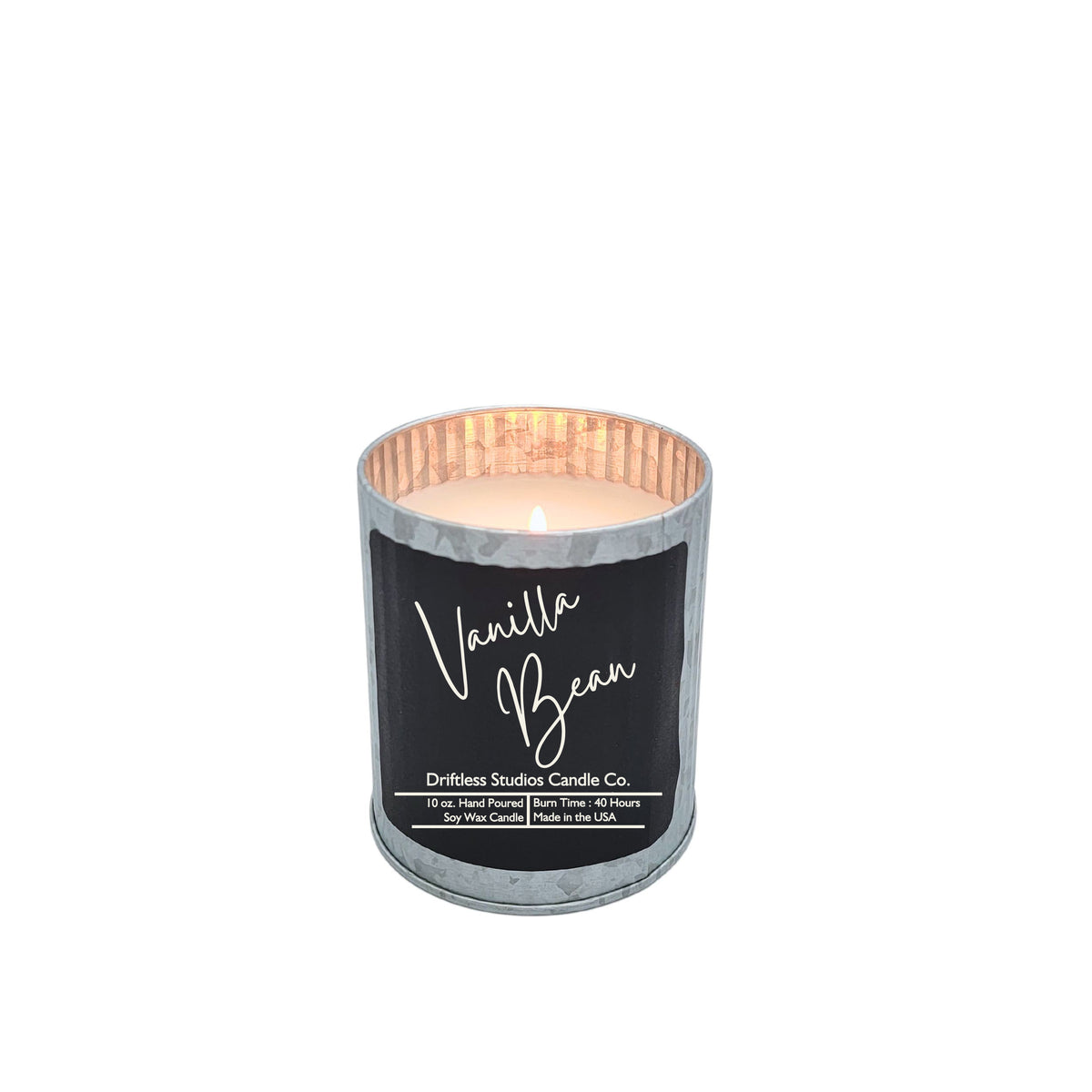 (Case Of 3 Candles) $9.95 Ea. -Tin Vanilla Bean Scented Rustic Farmhouse Candles