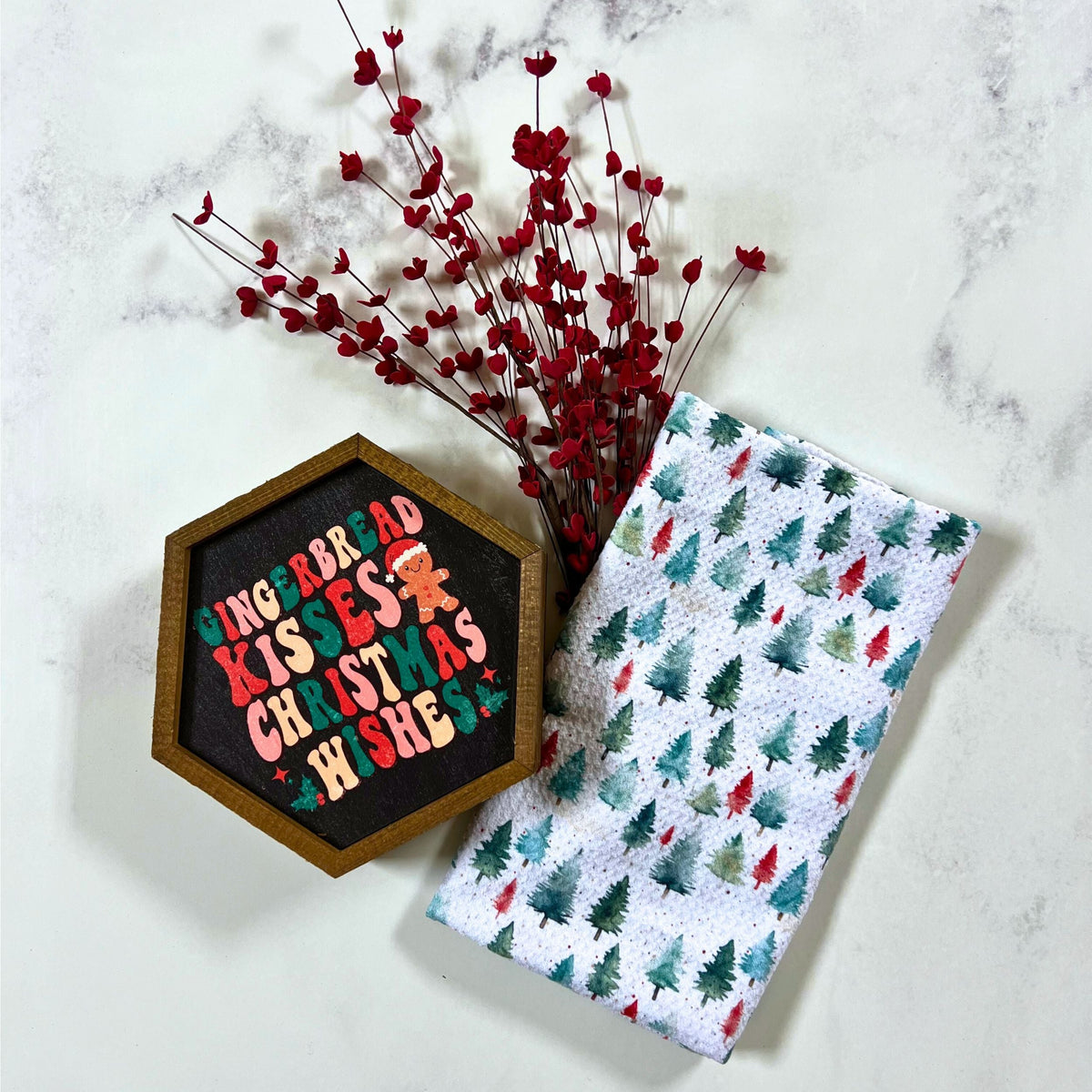 Watercolor Christmas Tree Decor Kitchen (Pack Of 2 - $6.95 Ea. Towel) - WFL010