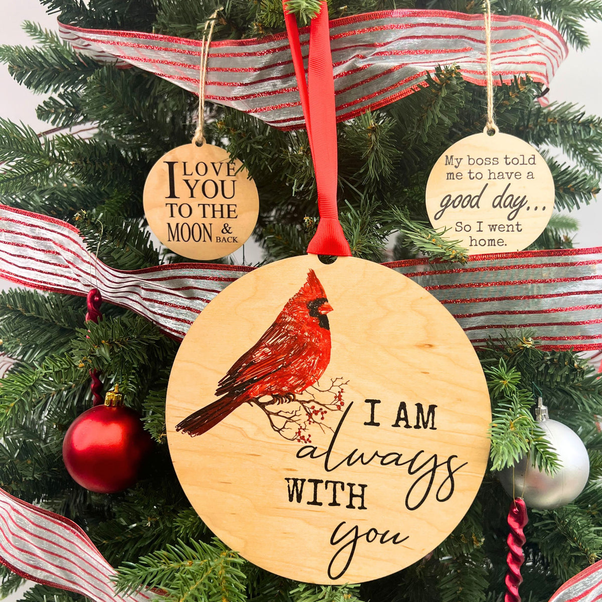 Always With You Cardinal Christmas Ornament Wreath Ornaments - WXL019 - 4 Per Pack ($4.95 Ea. Ornament)
