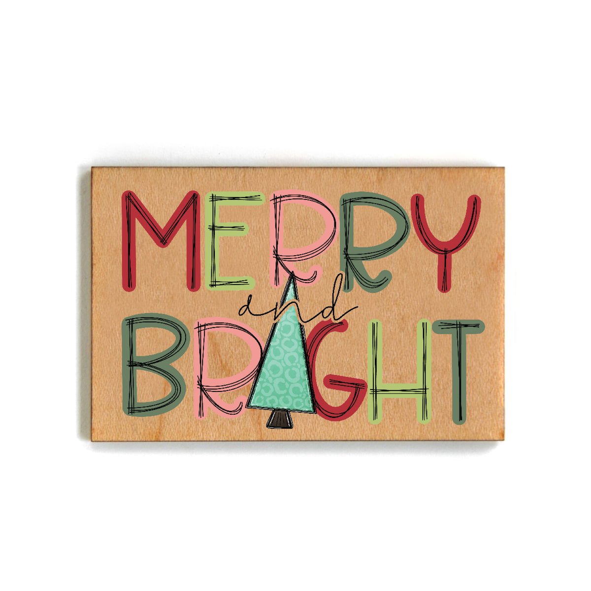 Merry and Bright Christmas Décor Magnets - Holiday Decor - XM122 - Pack Of 6 ( $2.25 Per Magnet)
