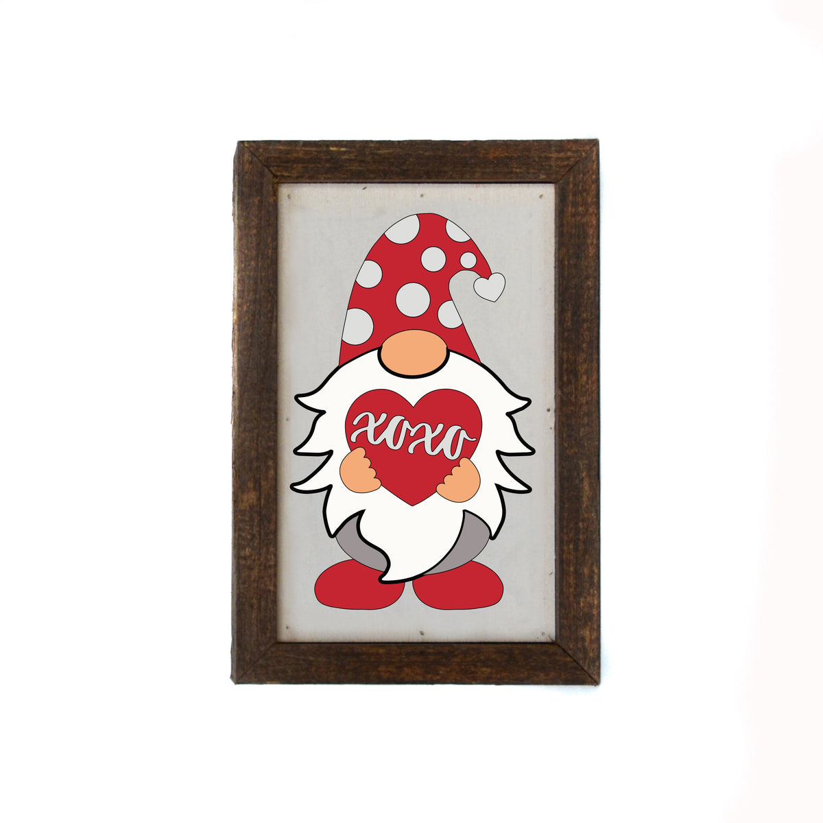 "Gnome XOXO Heart" 4"x6"Wood Sign - AW026 - 2 Per Pack ($6.00 Ea. Sign)