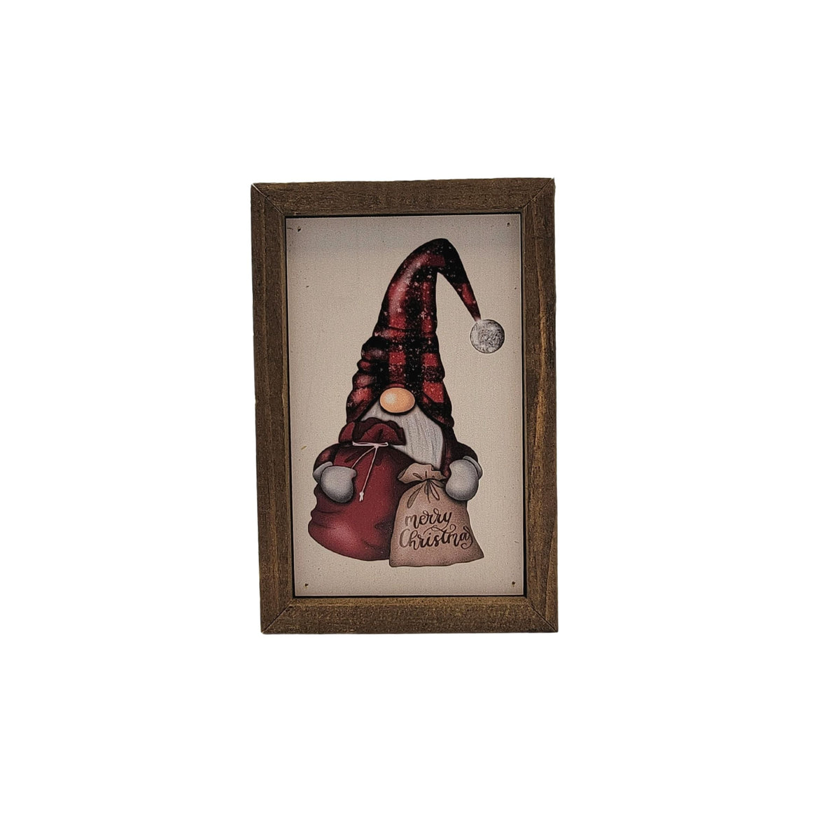 "Christmas Gnome With Presents" 4"x6" Wood Sign - AW044 - 2 Per Pack ($6.00 Ea. Sign)