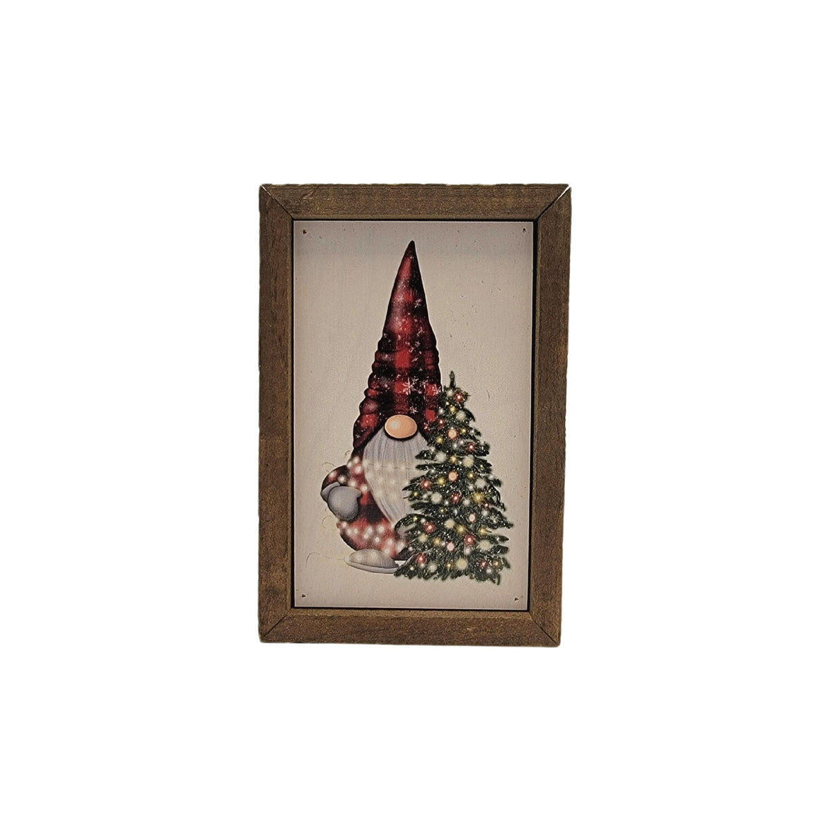 "Christmas Gnome With Christmas Tree" 4"x6" Wood Sign - AW045 - 2 Per Pack ($6.00 Ea. Sign)