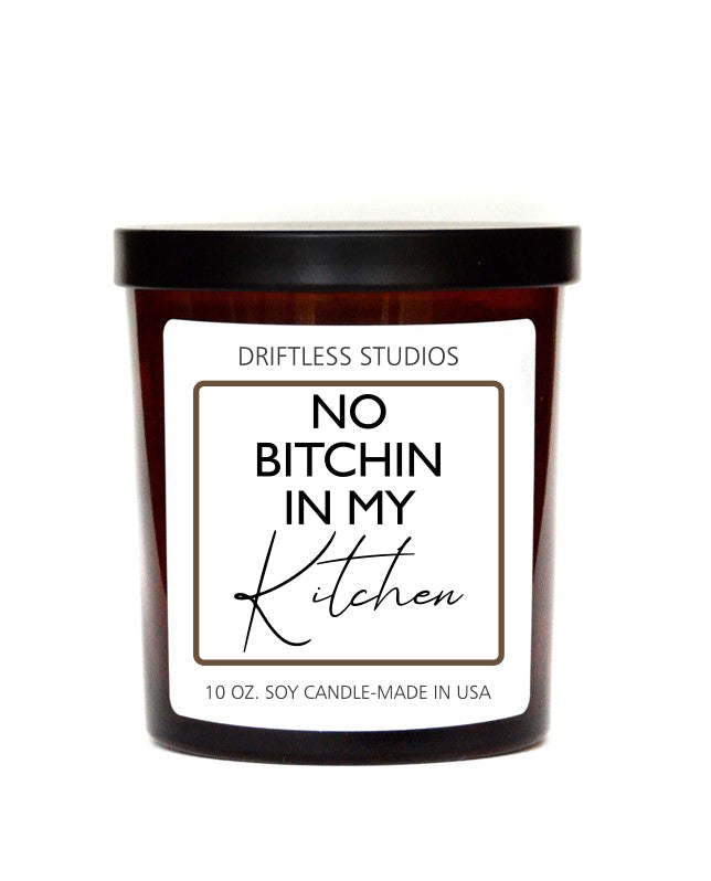 (Case Of 3 Candles) $8.95 Ea. - No Bitchin In My Kitchen Funny Candles - Fresh Brewed Coffee