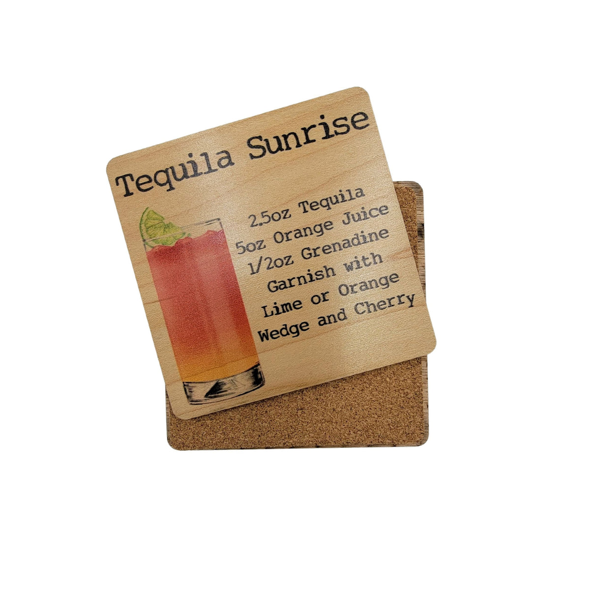 Tequila Sunrise Cocktail Coaster- COA044 - 4 Per Pack ($3.25 Per Coaster)