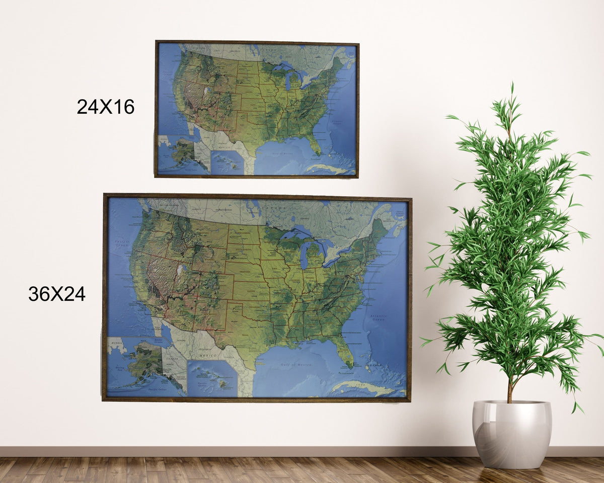 24x16 - Political Antique Color USA Map - US Travel Map - SM011 - Driftless Studios