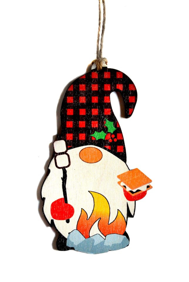 Cut Out Gnome With Smores Christmas Ornament - WSH012 - 6 Per Pack ( $3.75 Per Ornament)