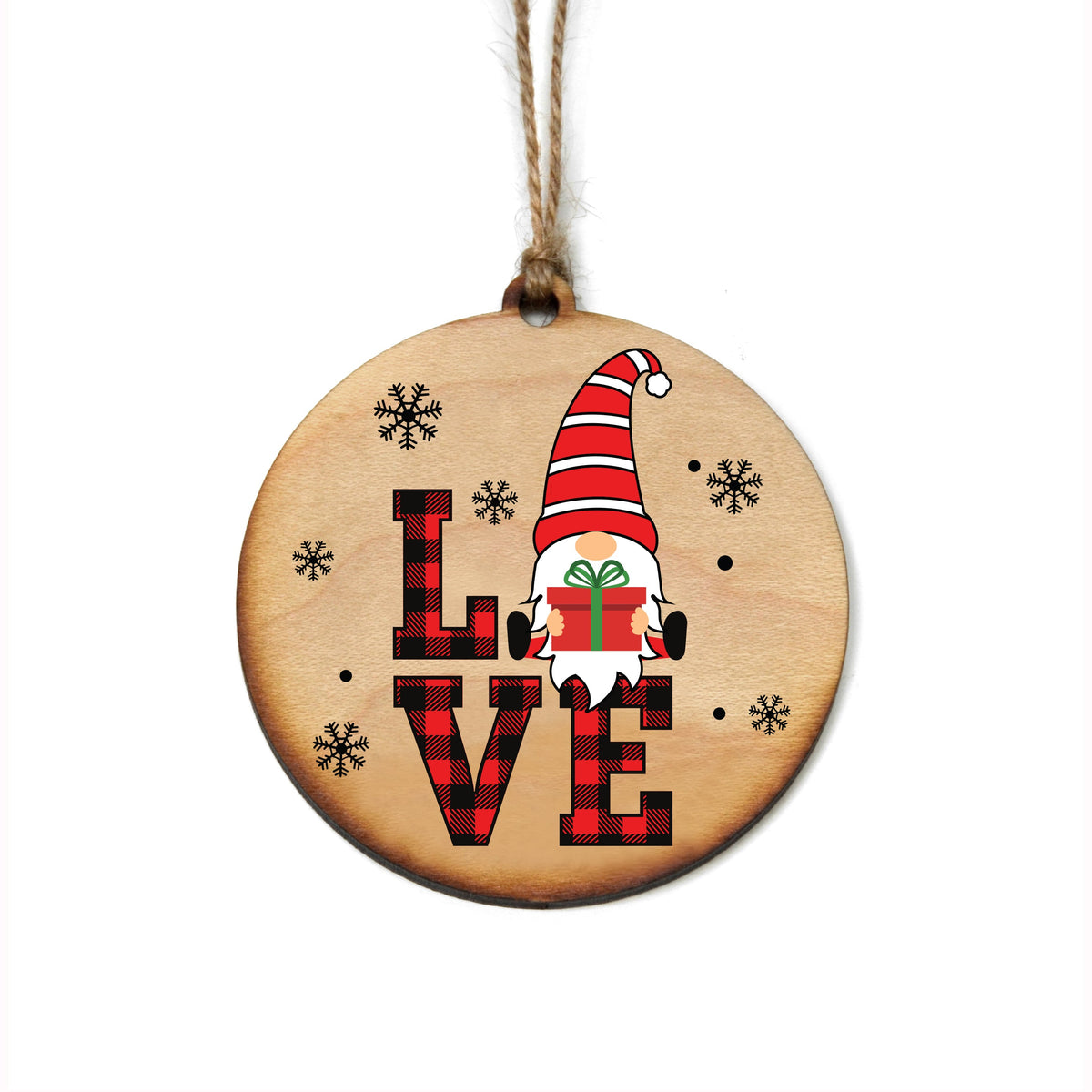"Gnome Love" Christmas Ornament - WW073 - 6 Per Pack ( $2.95 Per Ornament)