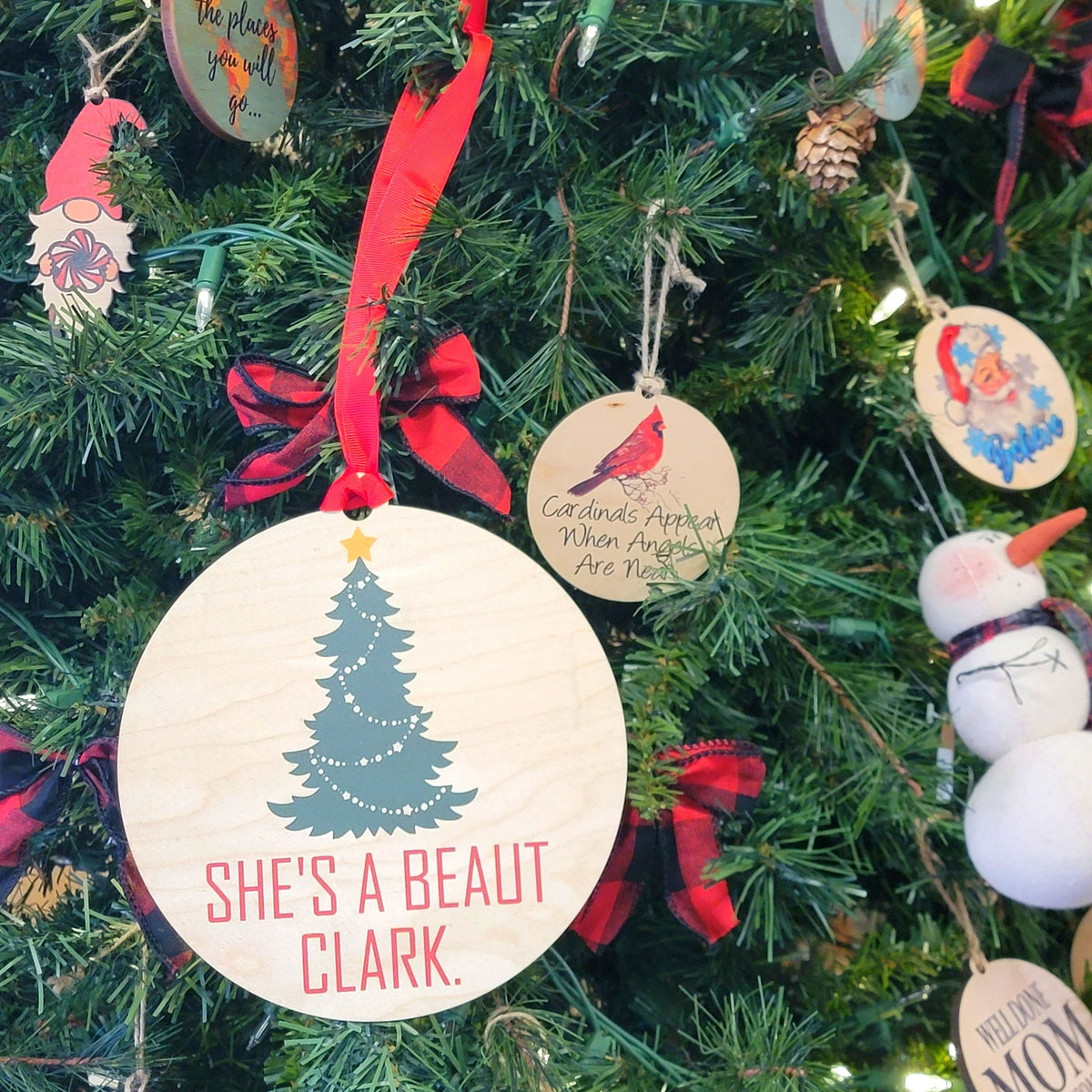 "She's A Beaut Clark" Mantle or Wreath Ornament - WXL008 - 4 Per Pack ($4.95 Ea. Ornament)