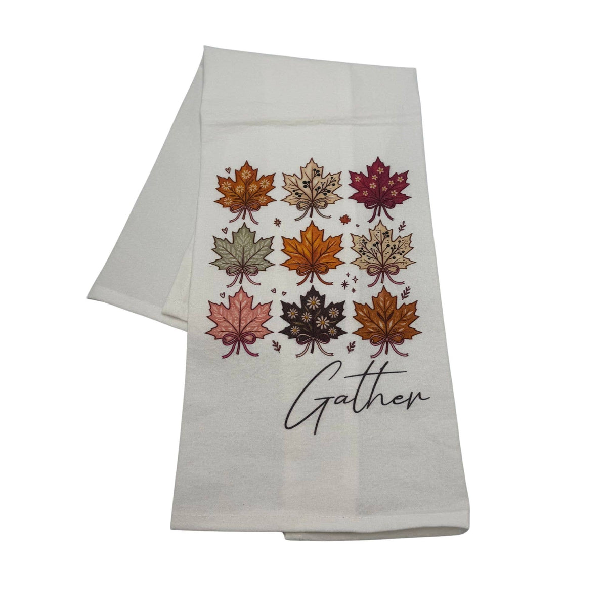Gather Fall Leaves Thanksgiving Tea Towel