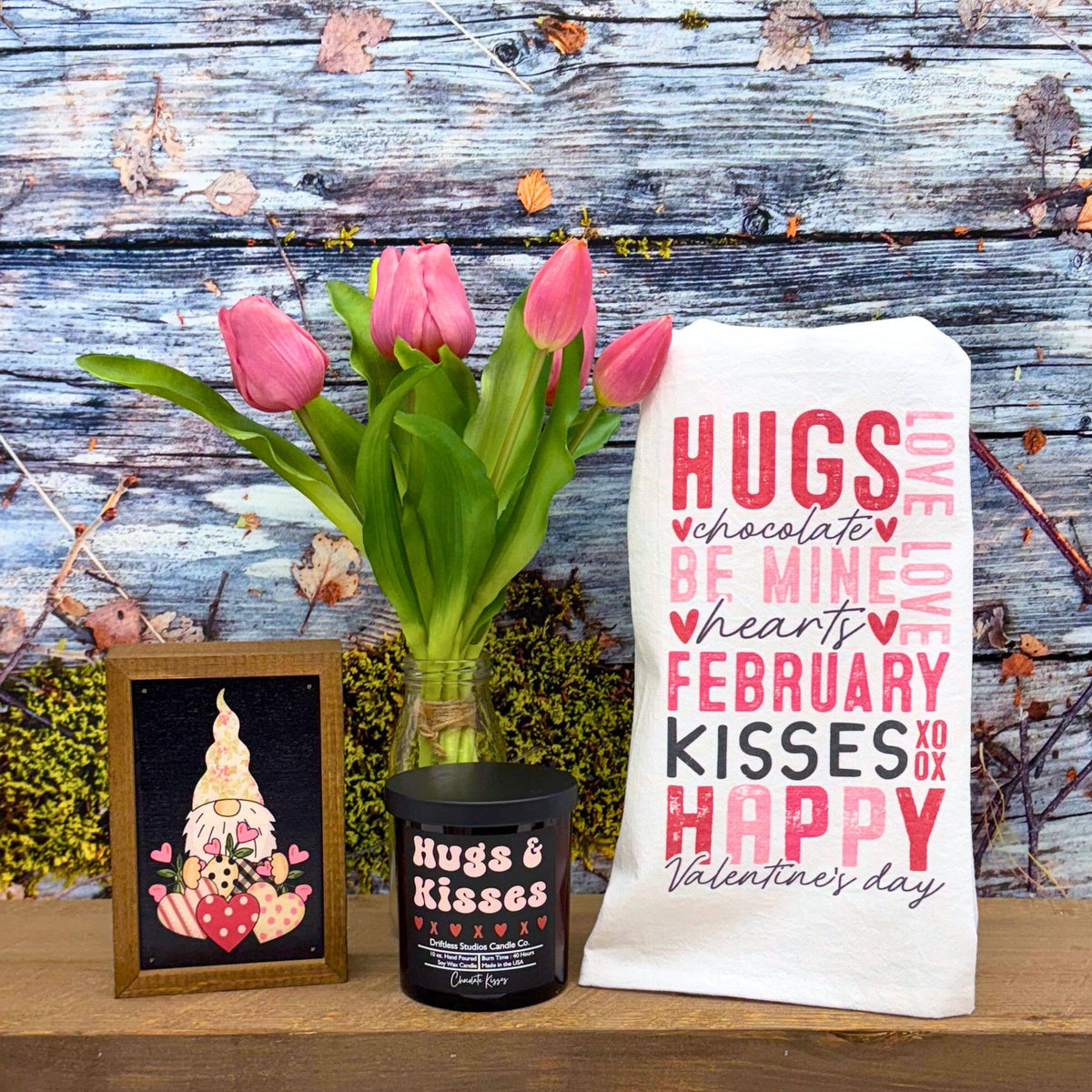 Valentine's Day Words Typography Tea Towel