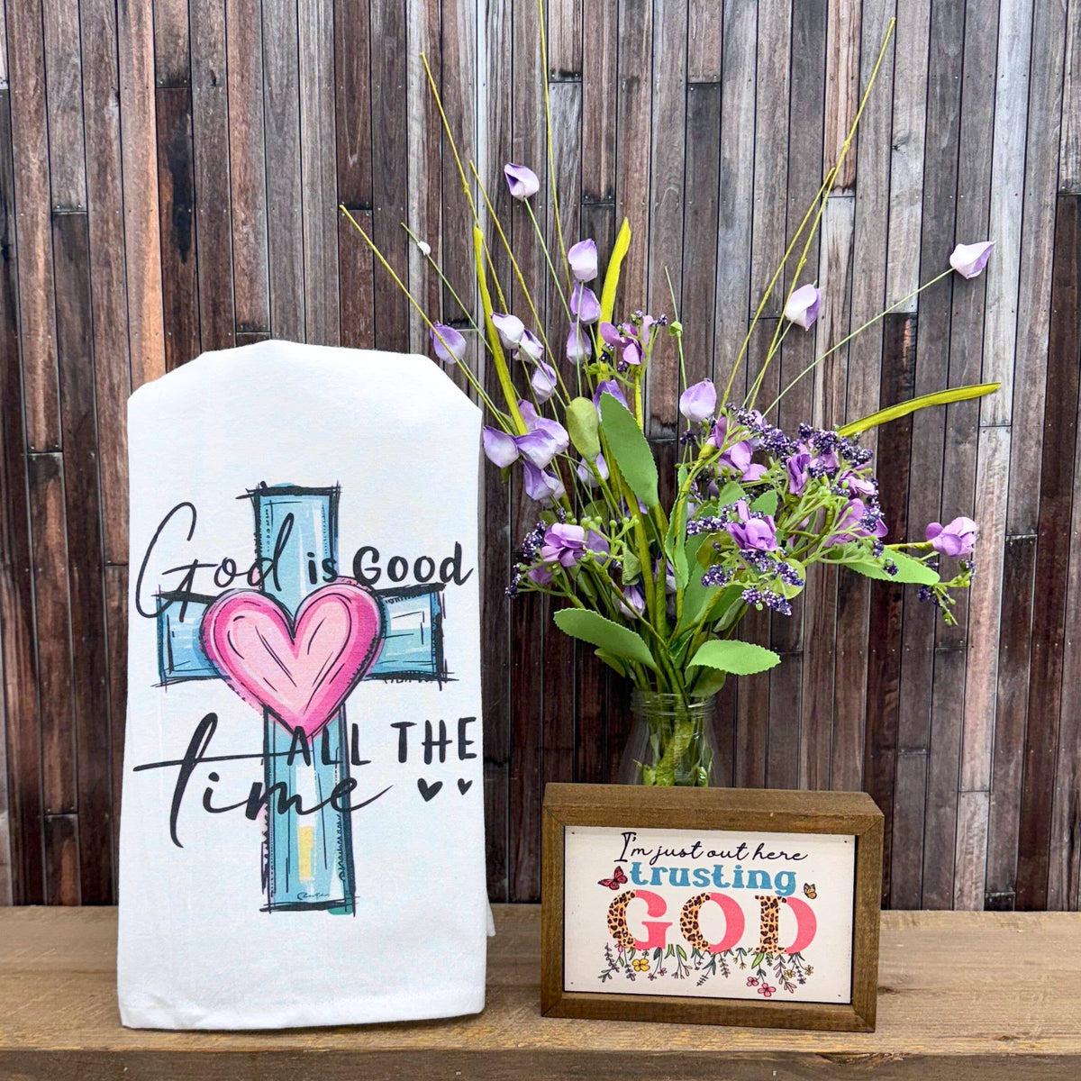 God Is Good All The Time Cross Tea Towel