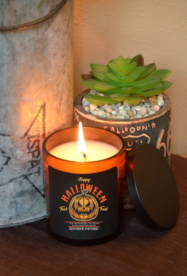 (Case Of 3 Candles) $8.95 Ea. - Pumpkin Trick or Treat Halloween Candles - Soy Wax Candle