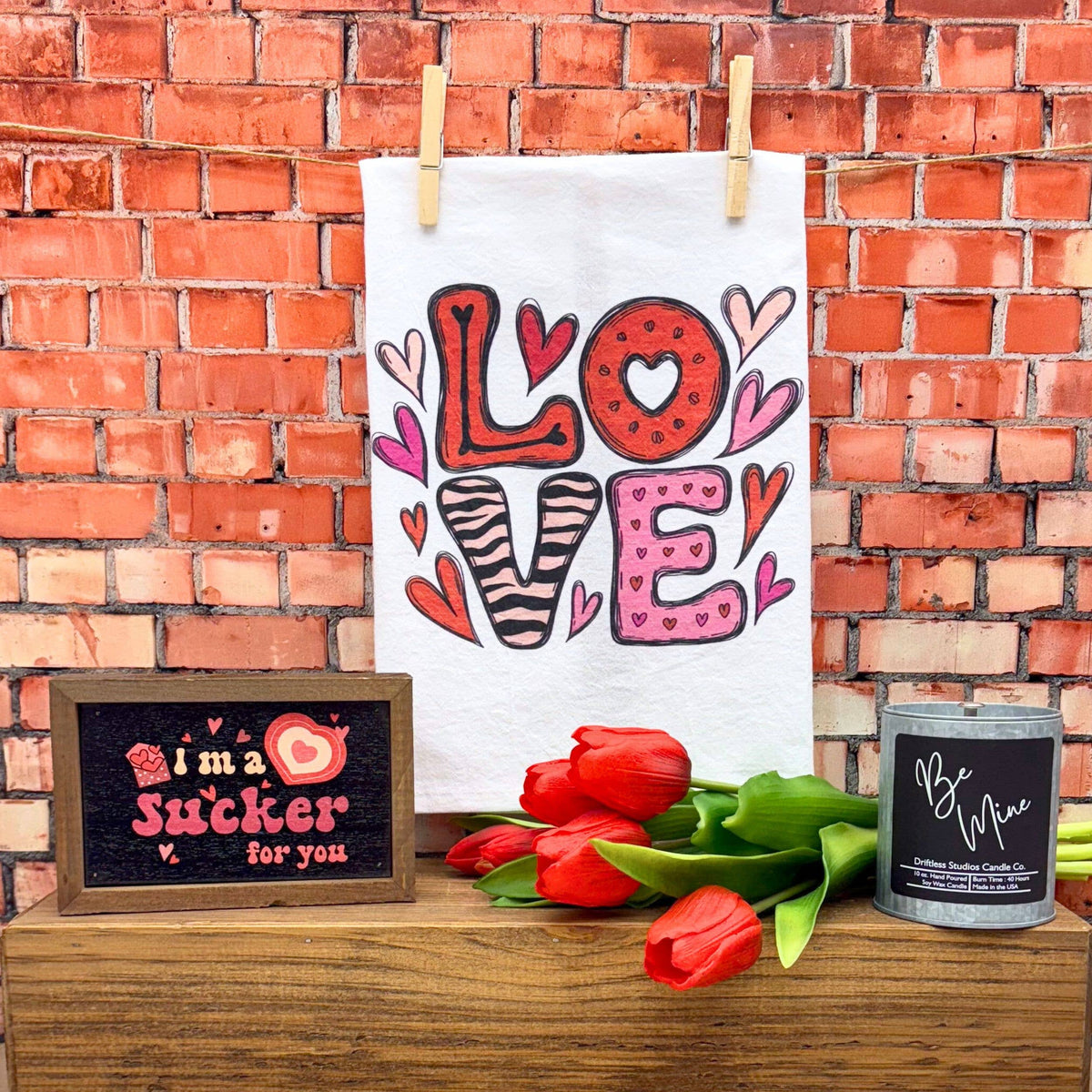 LOVE Letters Valentine's Day Tea Towel