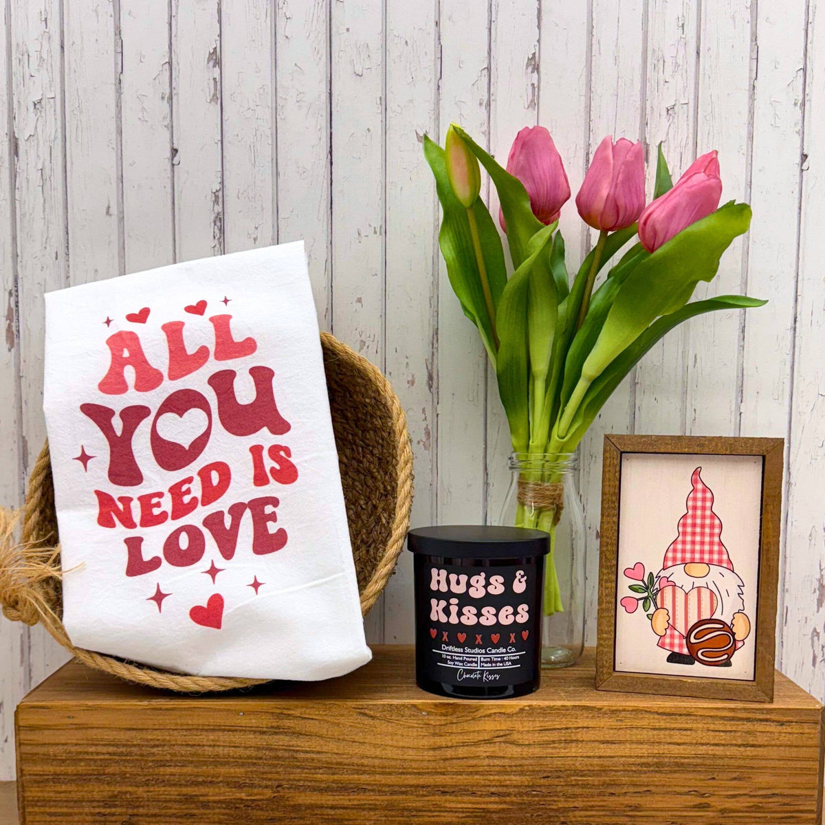 All You Need Is Love Valentine's Day Tea Towel