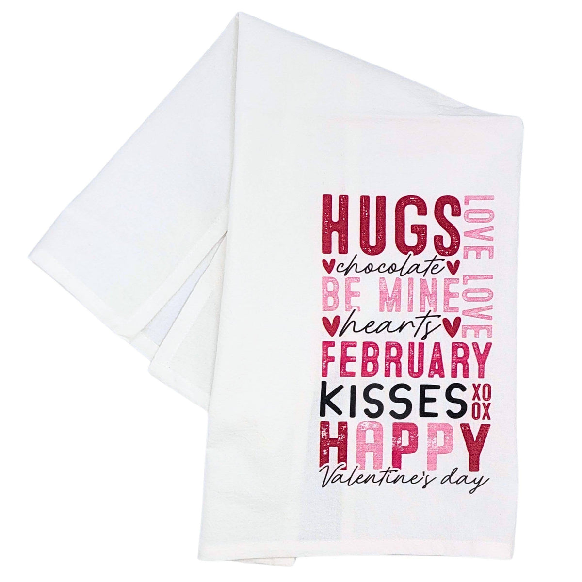 Valentine's Day Words Typography Tea Towel