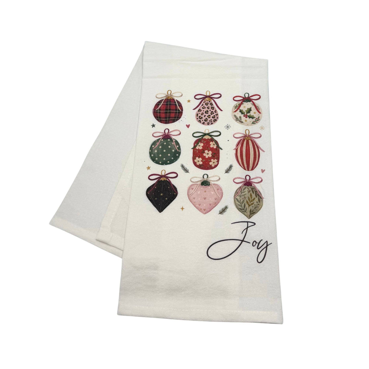 Christmas Ornaments Flour Sack Tea Towel, Joy