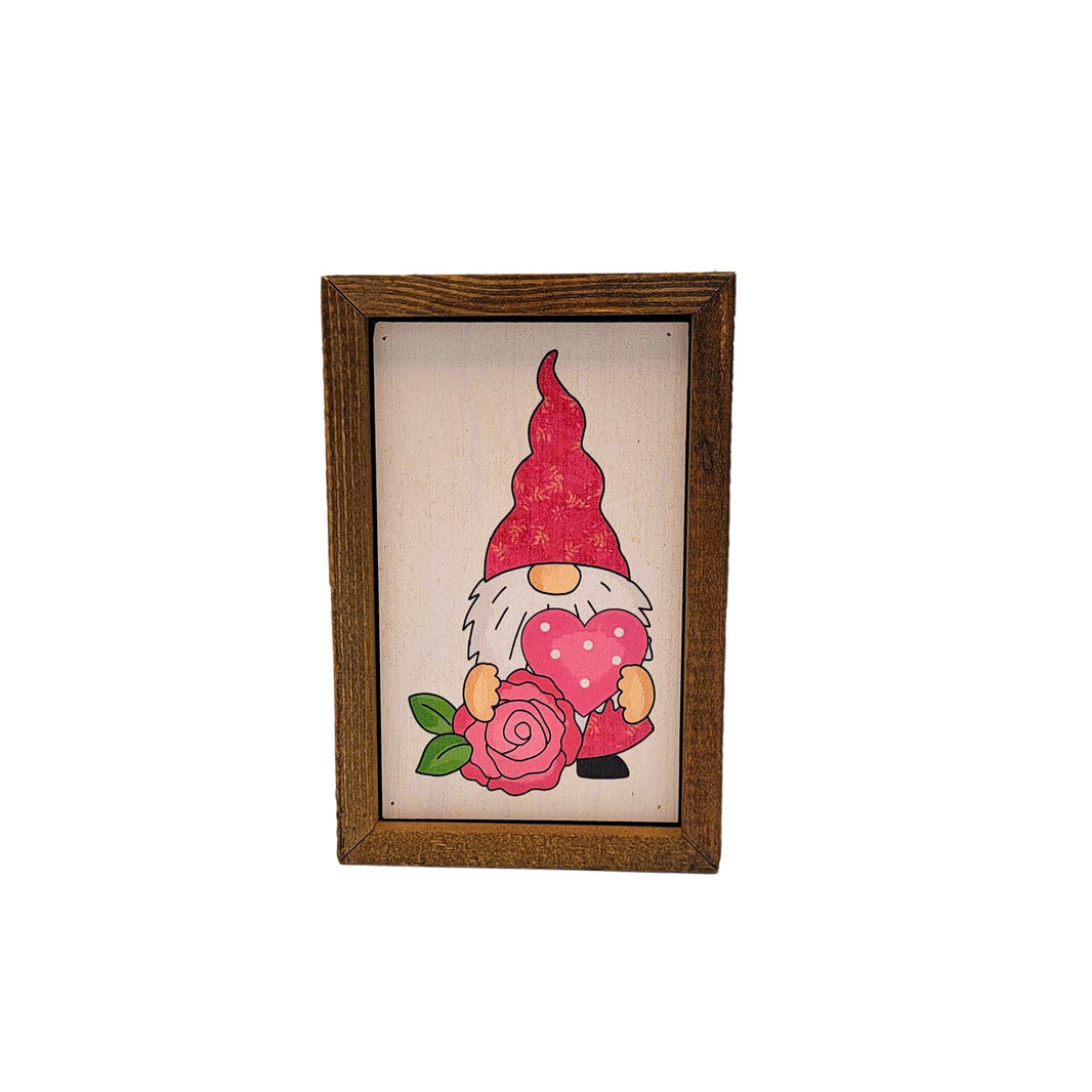 6X4 Gnome With Heart & Rose Valentines Day Decor Home Accent - AW086 - 2 Per Pack ($6.00 Ea. Sign)