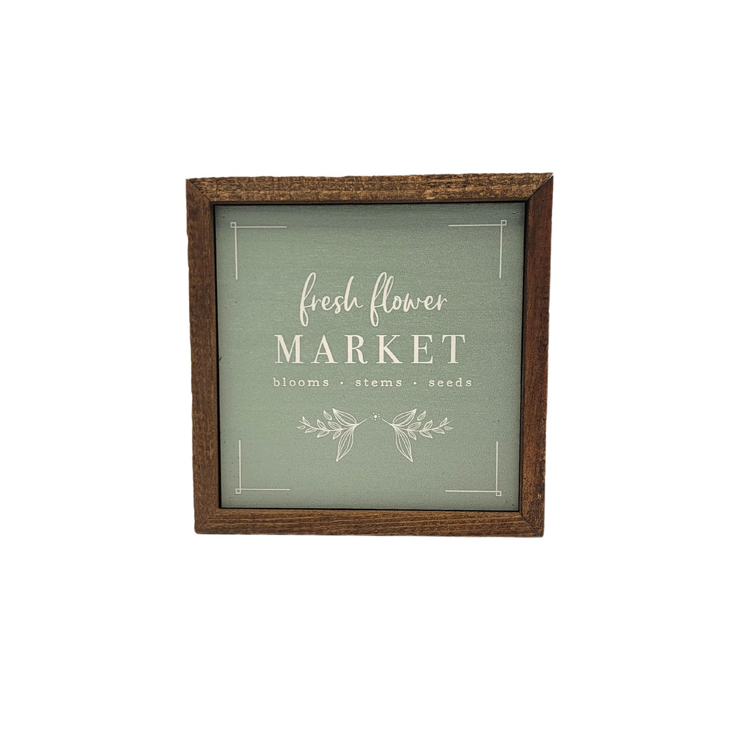Fresh Flower Market Spring Décor 6x6 Sign - Home Décor - BW101 - Pack Of 2 ($6.75 Per Sign)