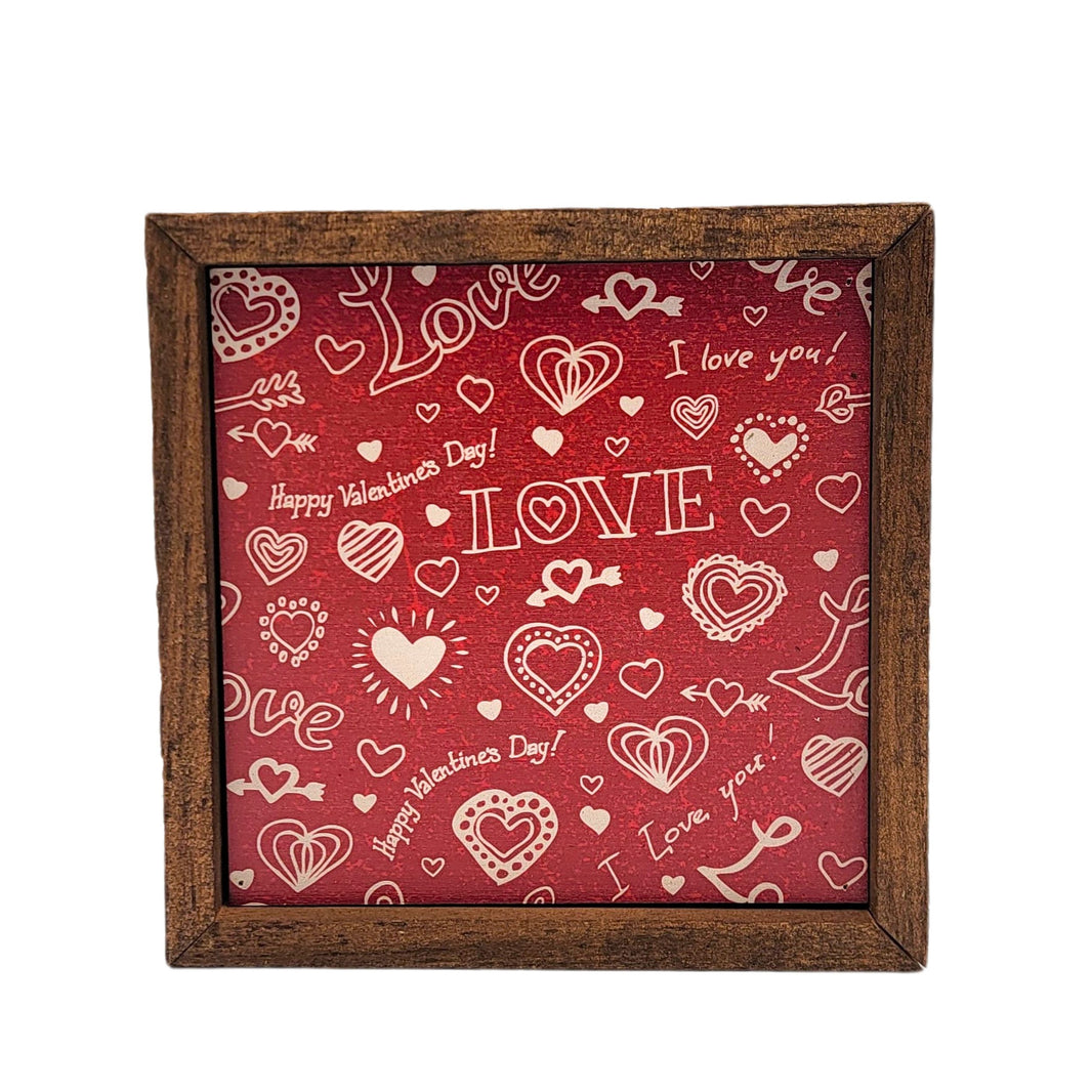 6x6 Happy Valentines Day Love Collage - Valentines Gift - BW139 - Pack Of 2 ($6.75 Per Sign)