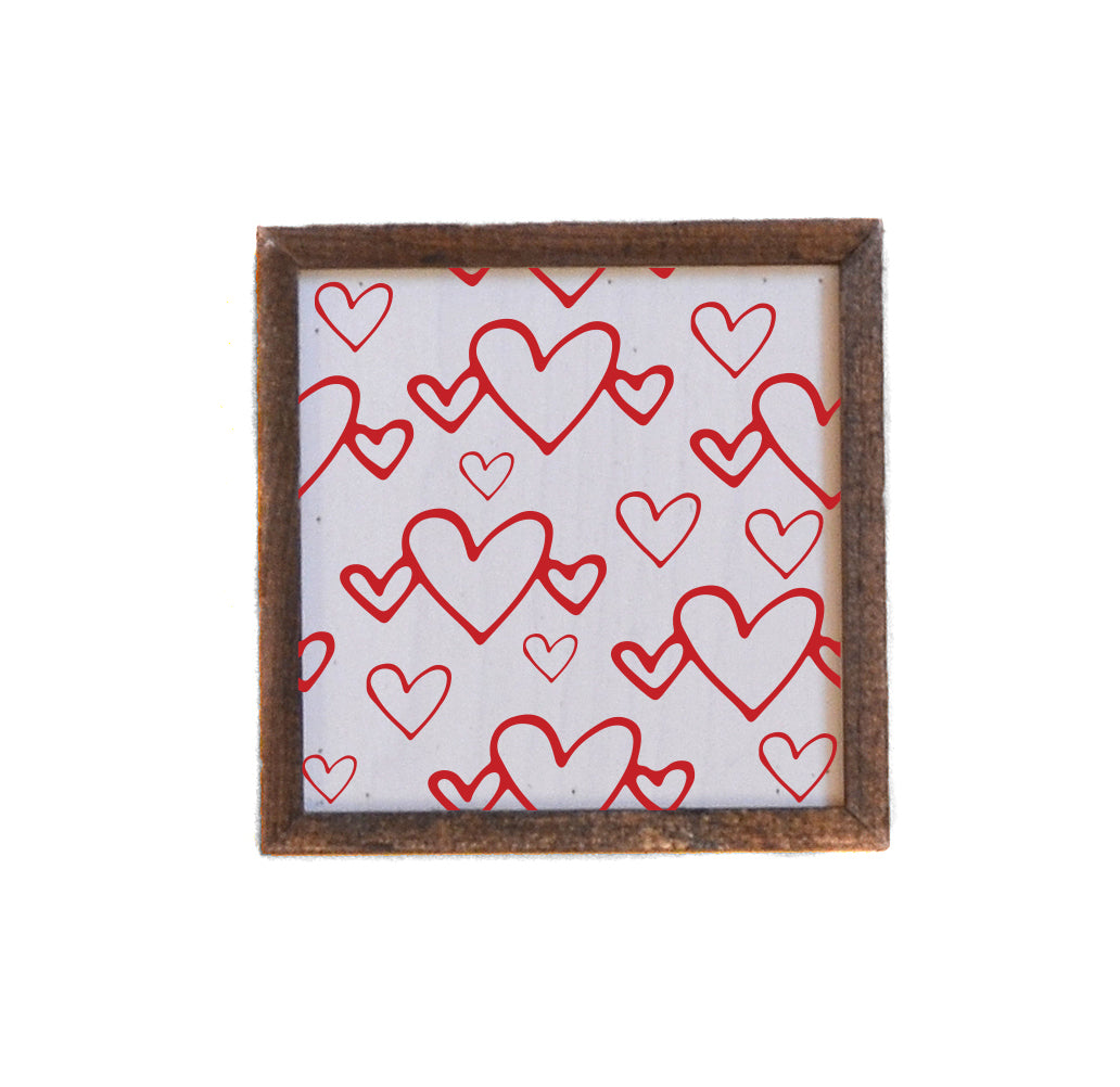6x6 Heart Pattern Valentine's Day Decor - Sign Gift For Her - BW144 - Pack Of 2 ($6.75 Per Sign)