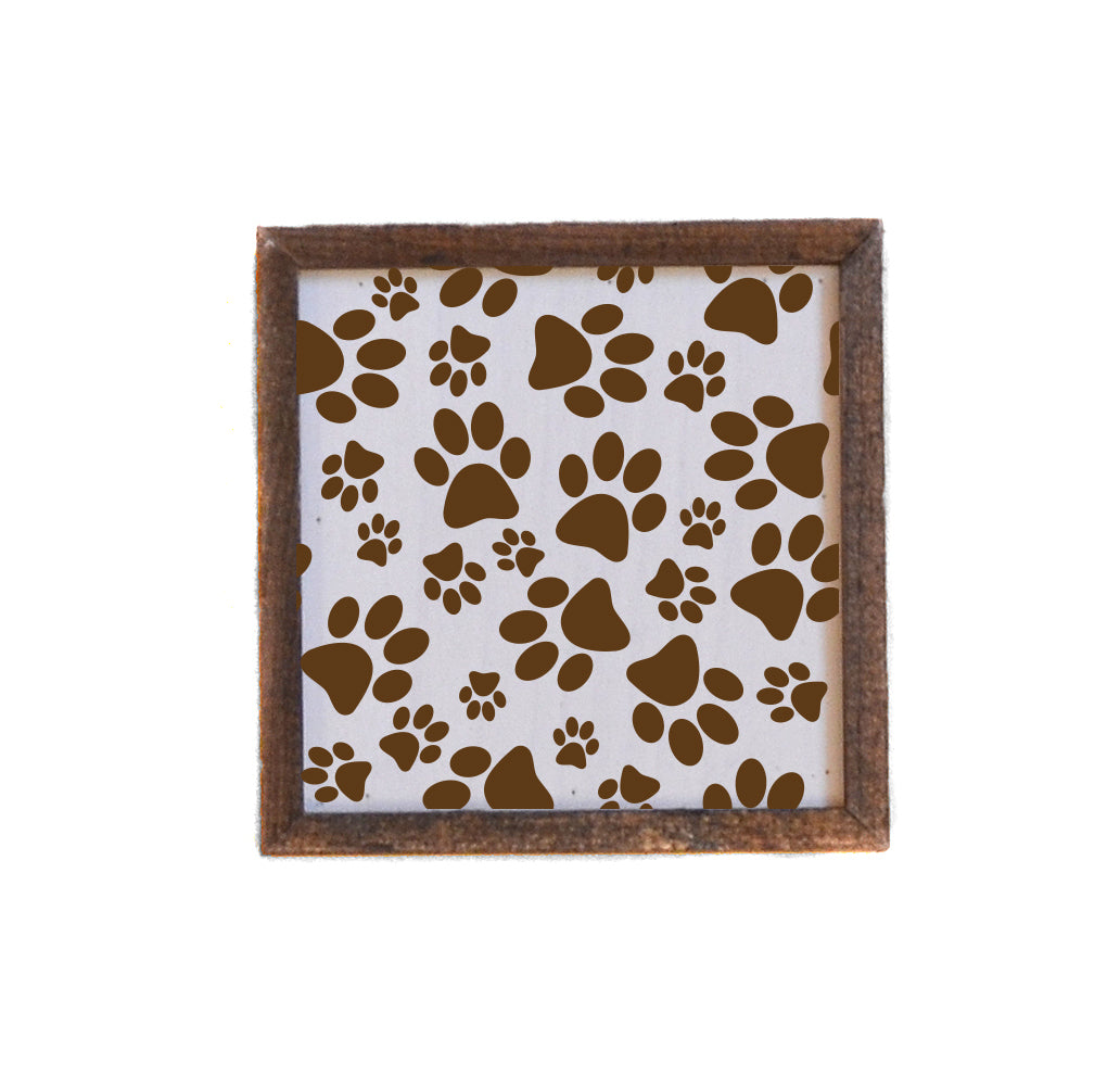 6x6 Dog Paw Pattern Home Decor For Pet Lover - BW145 - Pack Of 2 ($6.75 Per Sign)
