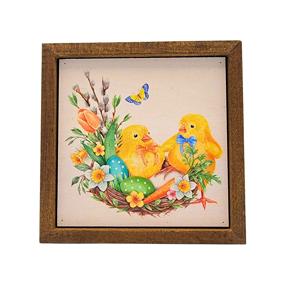 6x6 Easter Sign With Chicks- Easter Home Accent Sign - BW150 - Pack Of 2 ($6.75 Per Sign)