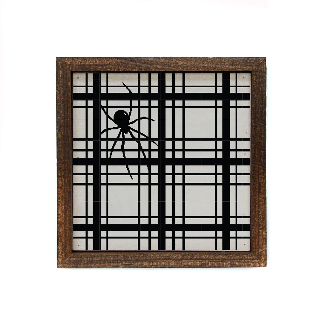 6x6 Spider On Plaid Pattern - BW175 - Pack Of 2 ($6.75 Per Sign)