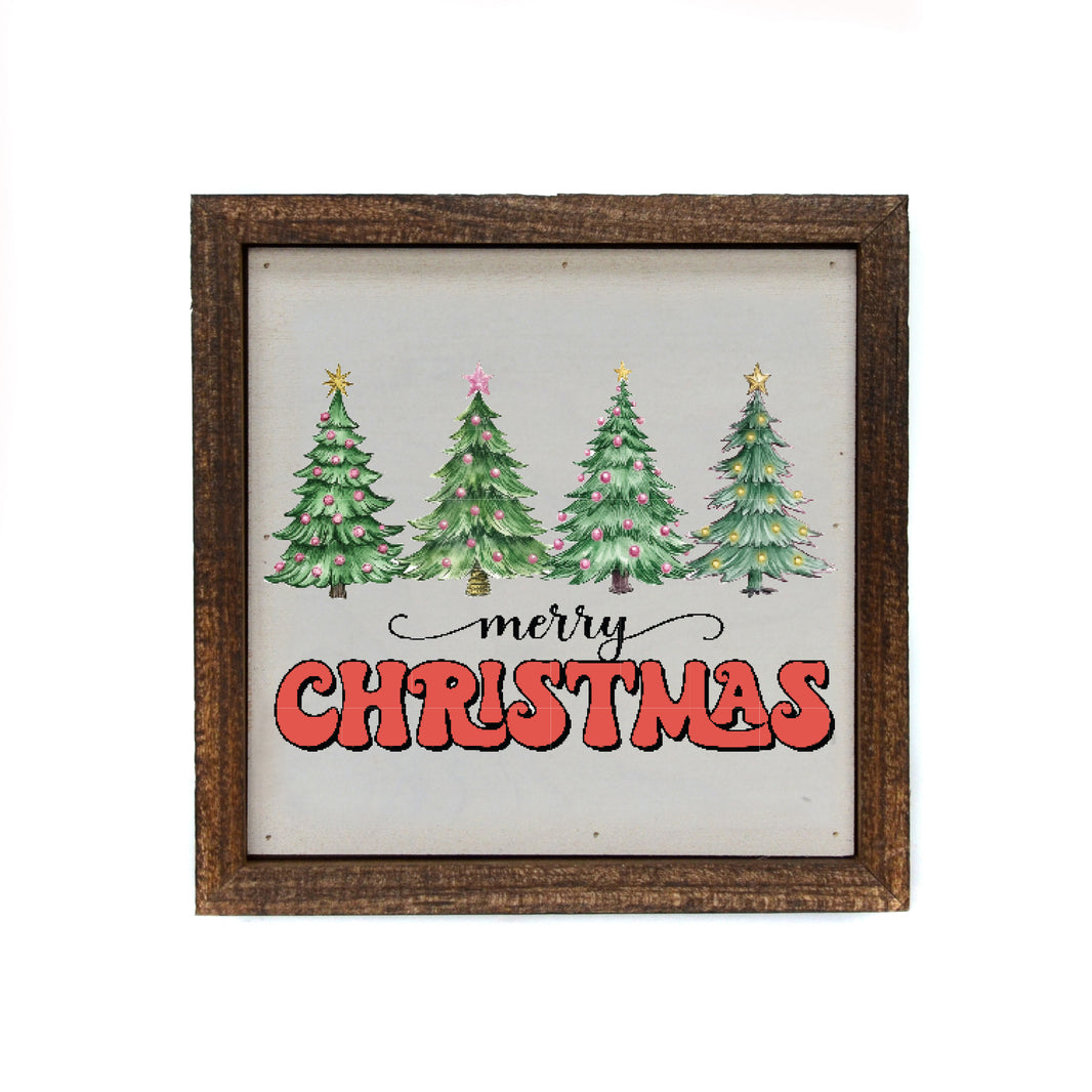 6x6 Merry Christmas With Christmas Trees - BW183 - Pack Of 2 ($6.75 Per Sign)