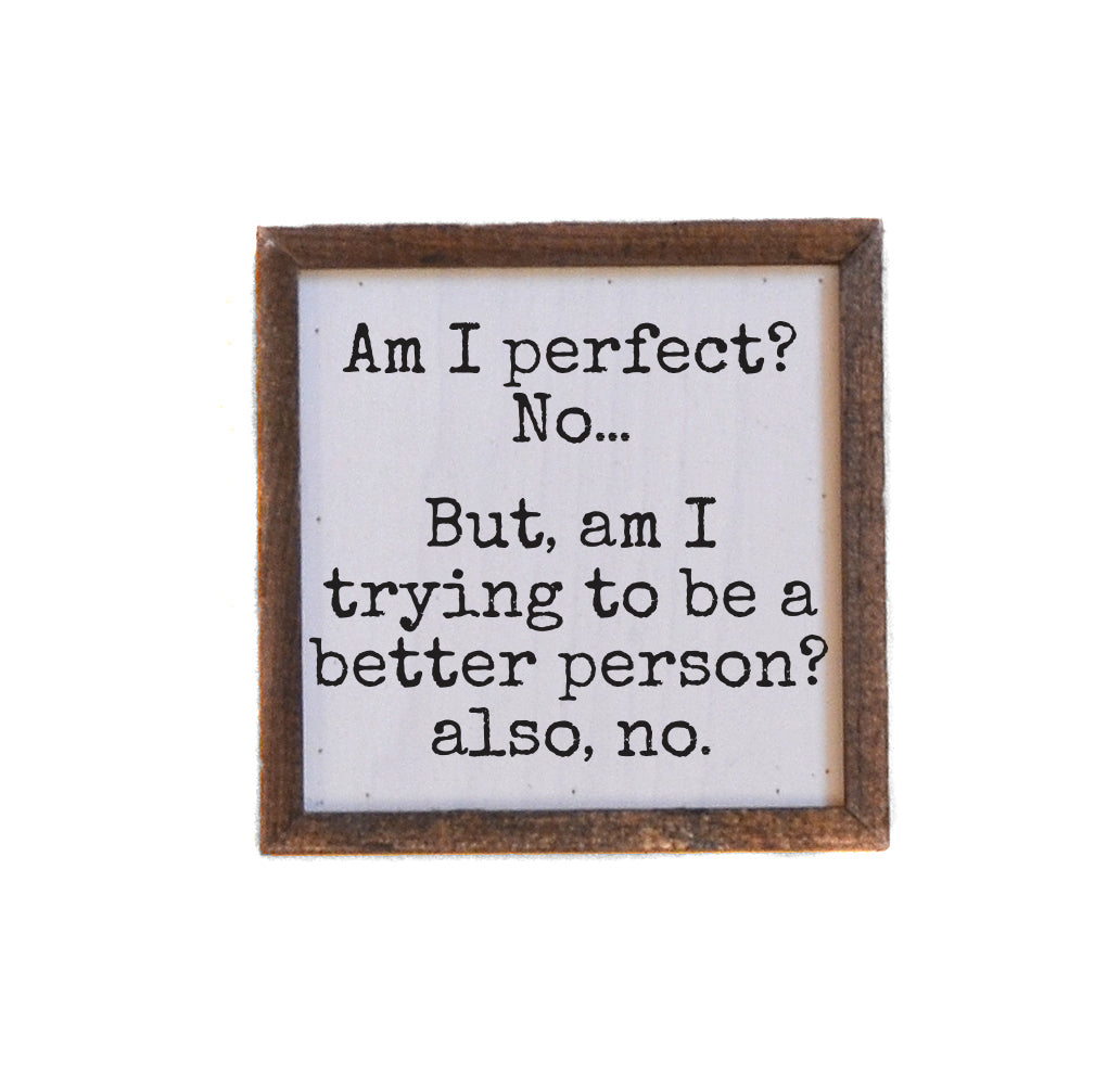6x6 Am I Perfect? No - BW212 - Pack Of 2 ($6.75 Per Sign)