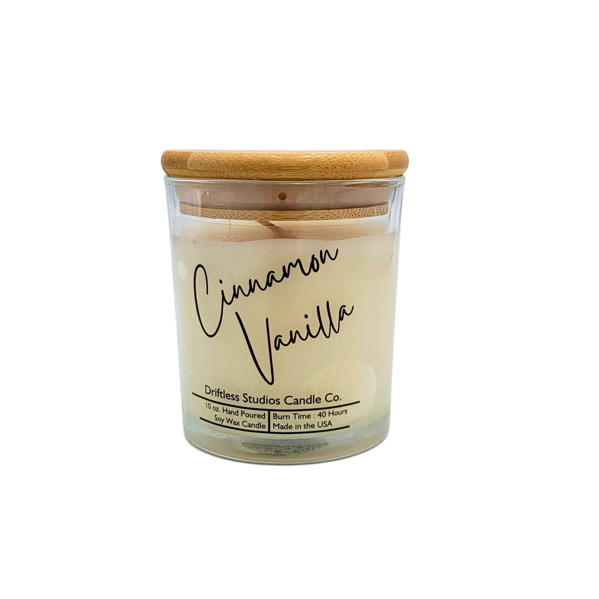 (Case Of 3 Candles) $8.95 Ea. - Cinnamon Vanilla Soy Candles - 10oz. Candle + Bamboo Lid
