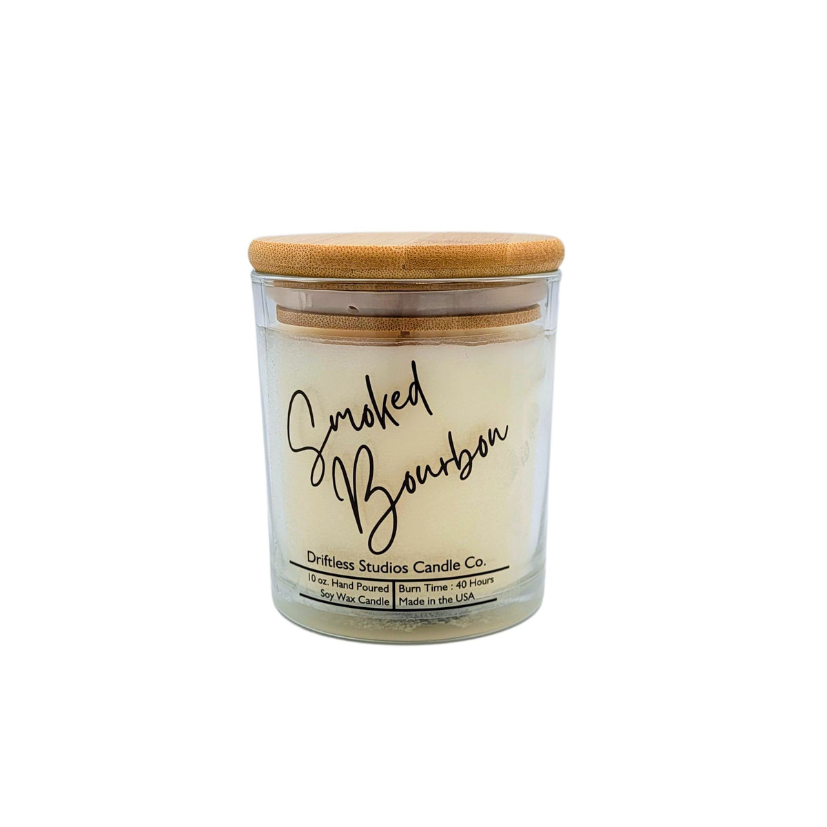 (Case Of 3 Candles) $8.95 Ea. - Smoked Bourbon Soy Wax Candles - 10oz Clear Jar + Candle Lid